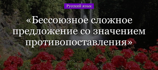 Бессоюзное сложное предложение со значением противопоставления