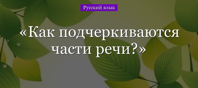 Как подчеркиваются части речи?