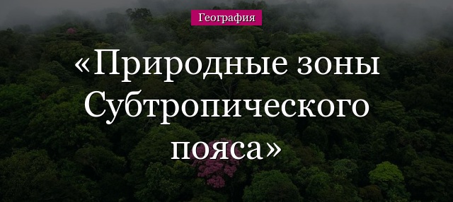 Природные зоны Субтропического пояса