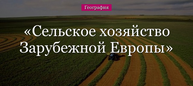 Сельское хозяйство Зарубежной Европы