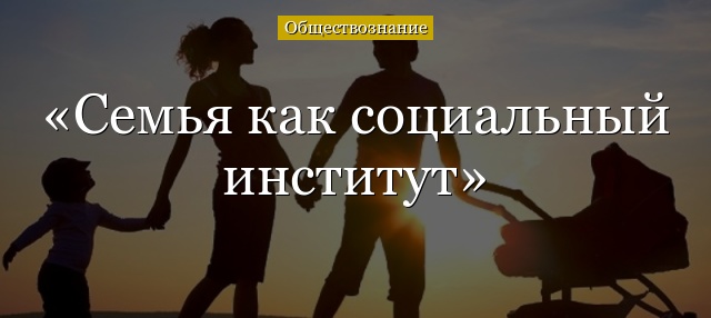 Семья как социальный институт